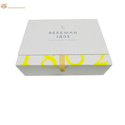 Boîte cadeau à flipbook personnalisée de l'usine avec fermeture de bouton métallique à ruban pour emballage de vêtements cosmétiques de soins de la peau