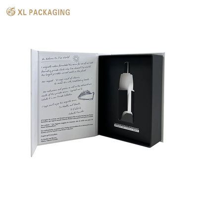Boîte d'emballage cosmétique magnétique à toucher doux de luxe, boîte cadeau rigide pour soins de la peau avec insertion de carte noire de 350 grammes