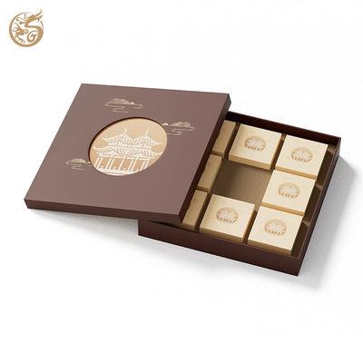 La boîte à gâteaux en papier de luxe, la boîte à cadeaux de thé brun, le couvercle et la base de biscuits, la boîte à cadeaux en papier de bonbons, l'emballage avec l'insertion de papier