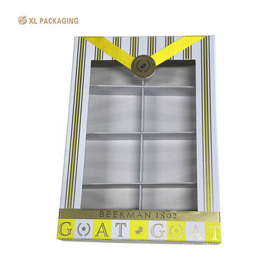 Logo de la médaille en feuille d'or Boîte-cadeau de soins de la peau avec fenêtre PET transparente et structure en carton rigide