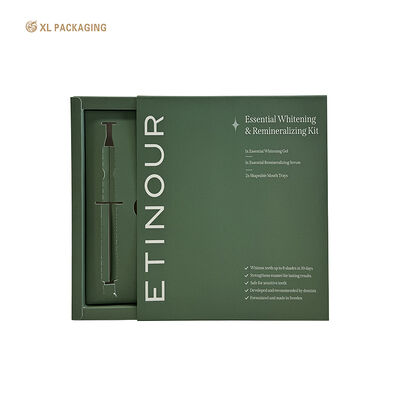 Logo personnalisé 350gm Carton Boîte en papier Verte Boîte de tiroir à toucher doux